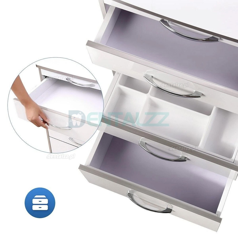 Dentech G15 W&oacute;zek Stomatologiczny na Narzędzia z 3 Szufladami Mobilny